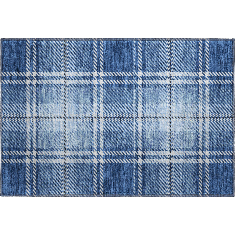 Premium Machine Washable Prisco Navy Rug, Rectangle 1'8" x 2'6"