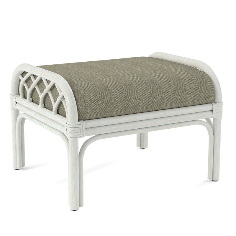 Edgewater Ottoman, Bisque, White Performance Fabric; 0851-94