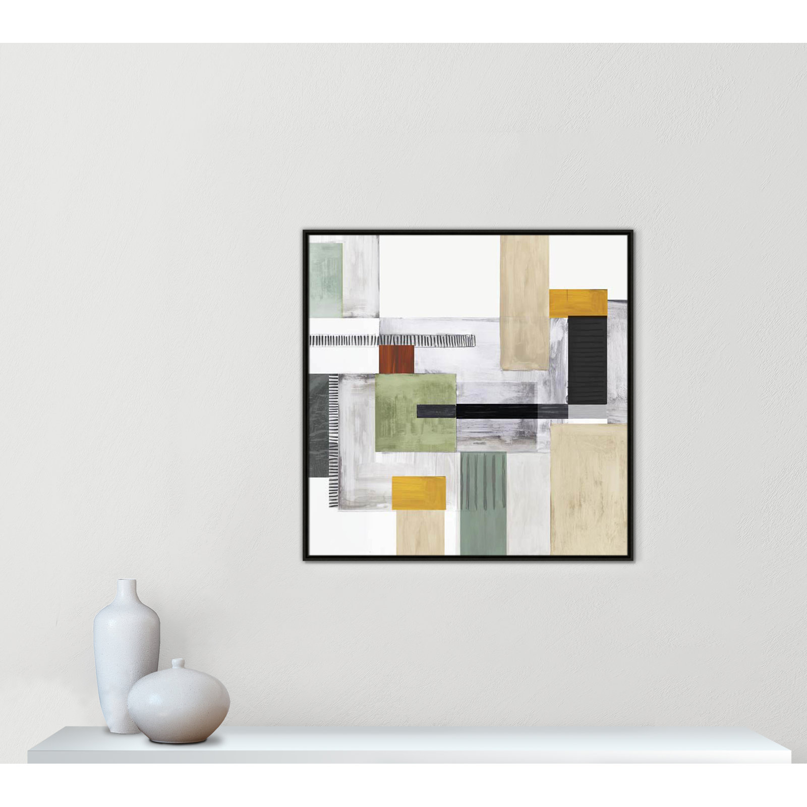 Playful Blocks Print, 37.5" H x 37.5" W x 1.25" D, Espresso Floater Framed