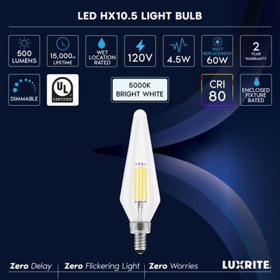 4.5 Watt, C11 LED, Dimmable Light Bulb, E12 Candelabra Base