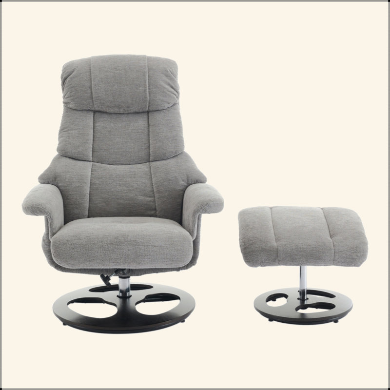 Ergonomic Recliner Chair With Ottoman, Modern 360° Swivel Lounge Chair With Footstool, Chenille Fabric, 5 Point Vibration Massage, Seat Heating & 140° Adjustable Backrest For Home Or Office