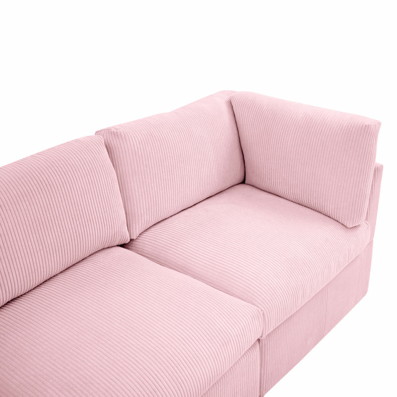 Foxbridge Sectional, Pink Corduroy