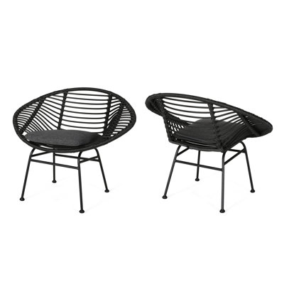 Contemporary Basket Chair For Outdoor Enjoyment - Grey, Iron + Plastic, 29.12 In. Tall, 22.97 Wide, 36.05 Deep, 11.61 Lb, Assembly Required Elegant Areas Steel