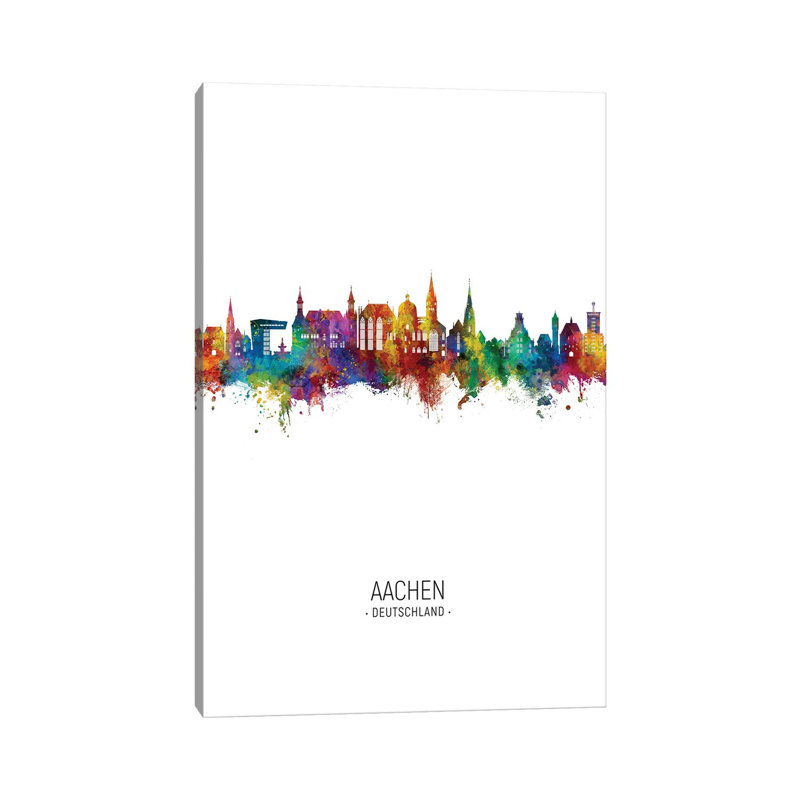Aachen, Allemagne, horizon, portrait par Michael Tompsett - impression sur toile tendue, H 26 po x l 18 po x P 1,5 po