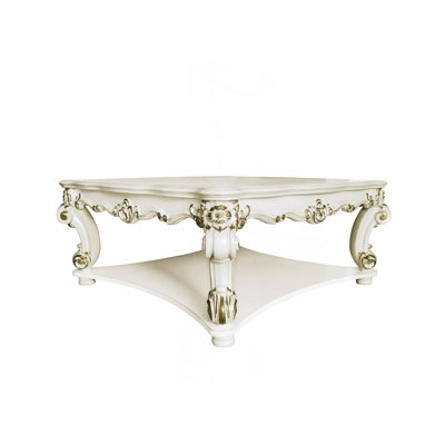 Table basse carrée à finition perle antique