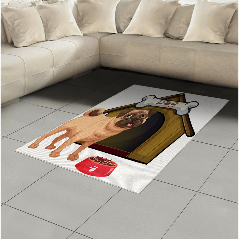 Tapis décoratif à longs fils en fibre de polyester à haute densité Pug, Rectangle— 4 pi x 5 pi 8 po