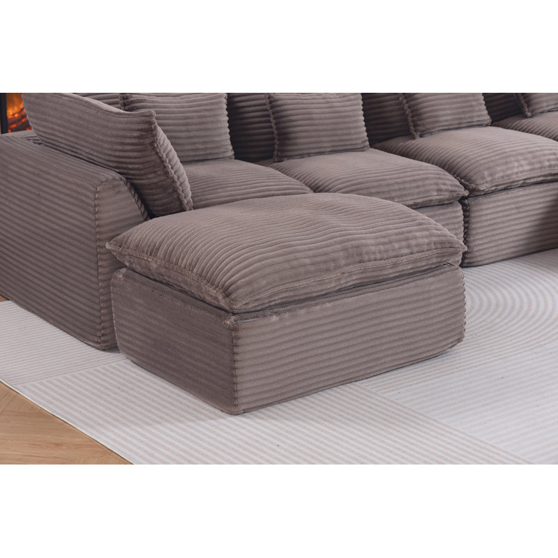 Canapé modulaire surdimensionné 129,8 po, Velours côtelé kaki