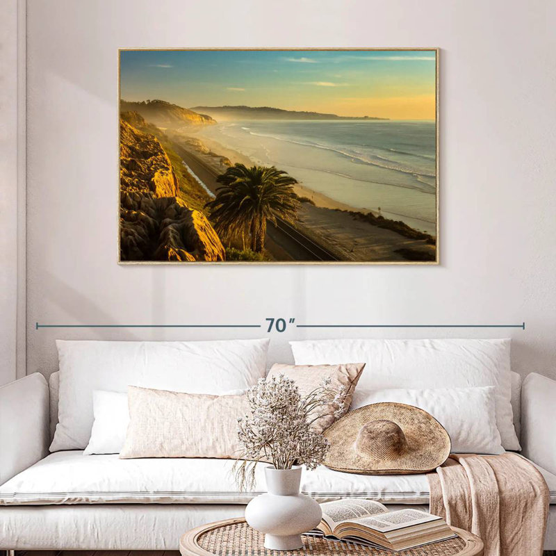 Coucher de soleil Torrey, Cadre flottant en bois naturel, 46 po x 31 po