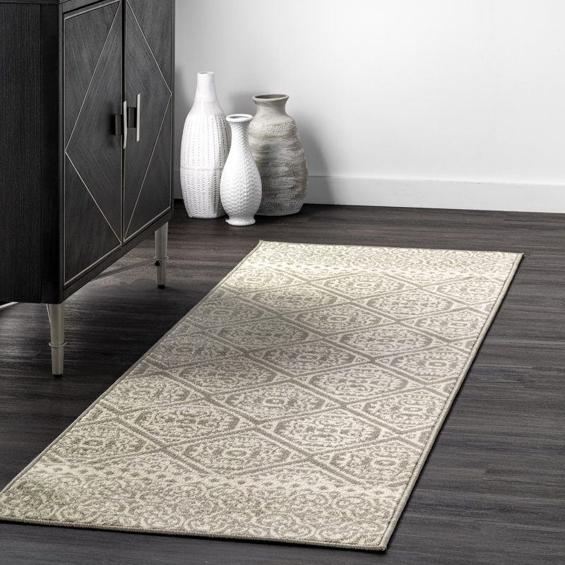 Tapis à motif géométrique pour le salon, la chambre à coucher, la salle à manger et la cuisine Connor, gris / ivoire