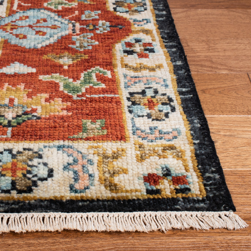 Southwestern Hand-Knotted Wool Blue / Red Area Rug, Rectangle 6' x 9'