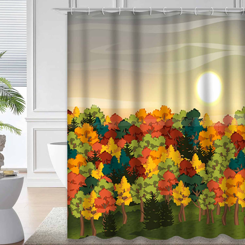 Rideau de douche avec 12 crochets Autumn Trees, L 72 po x l 84 po