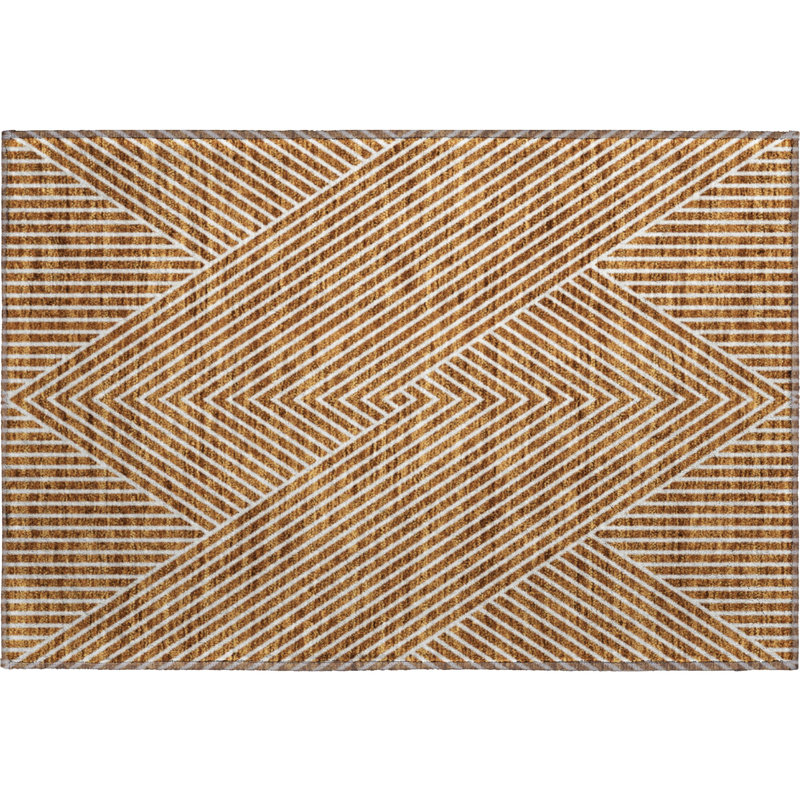 Premium Machine Washable Prisco Terracotta Rug, Rectangle 1'8" x 2'6"