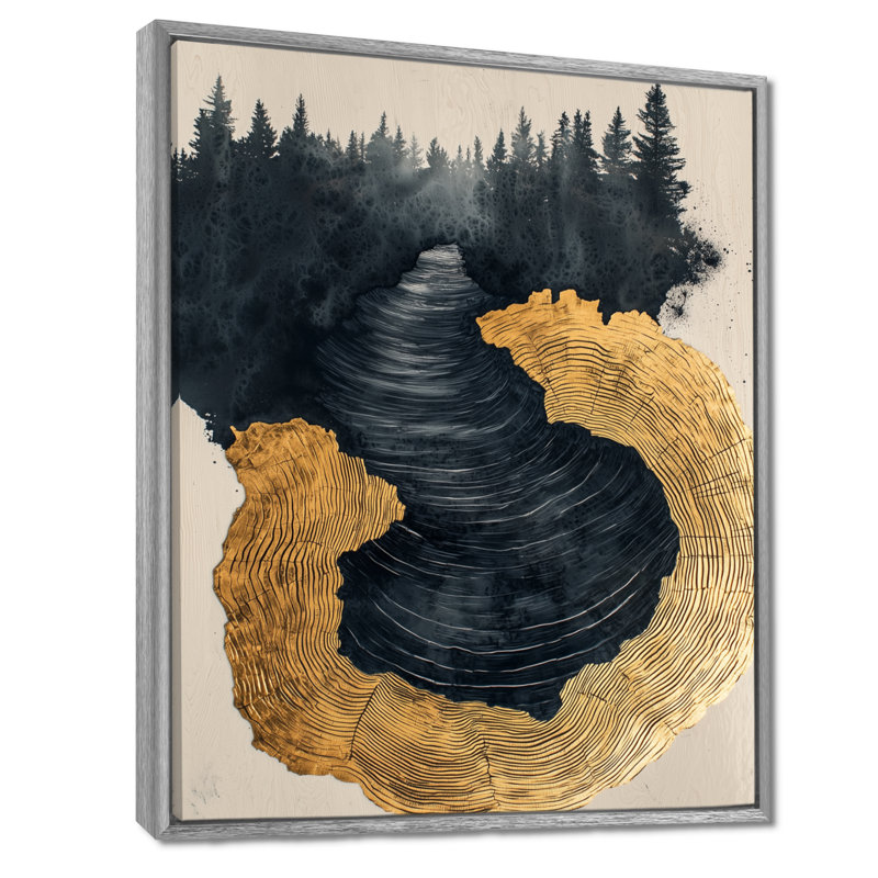Girvin, forêt sombre, liquide Gem River II - forêt, art mural, H 40 po x l 30 po, Reproduction avec cadre flottant