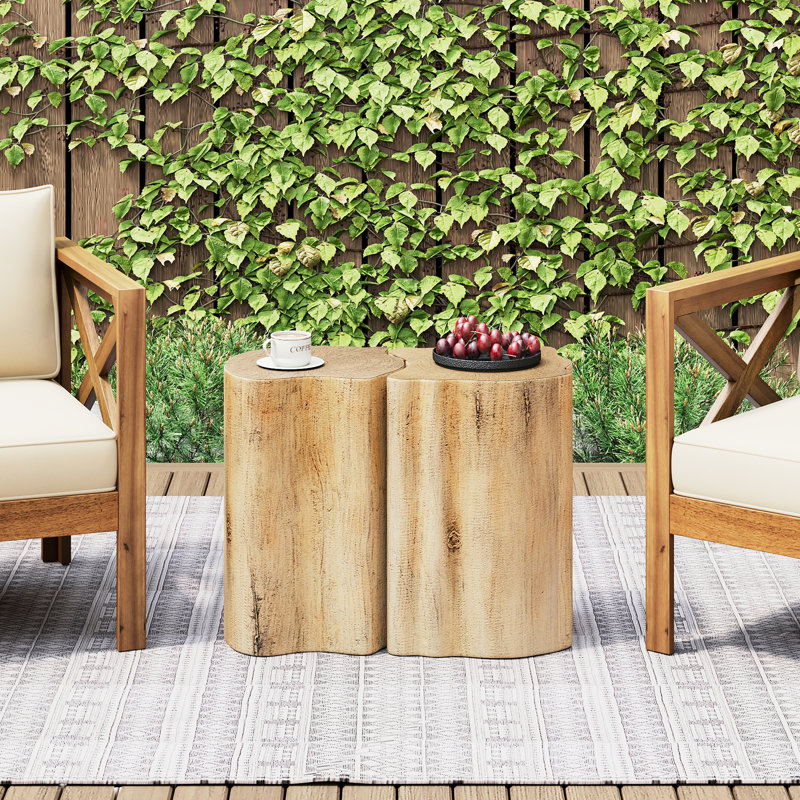21 Irregular End Table In Natural Color, Lightweight And Easy To Move, Can Be Used As Plant Stand With Split Design, Adaptable For Outdoor Areas