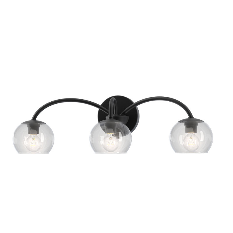 Belford Plug & Play 3-Light Vanity Light in Transitional and Modern Style-7.07 Inches Tall and 24 Inches Wide, Matte Black