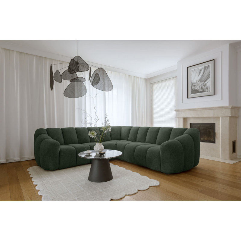 Shell Corner Sofa , Symmetrical, Green