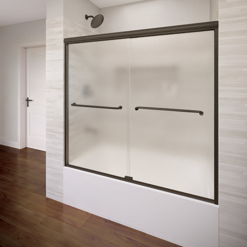 Infinity 54.5" x 57" H Semi-Frameless Tub Door, Oil Rubbed Bronze