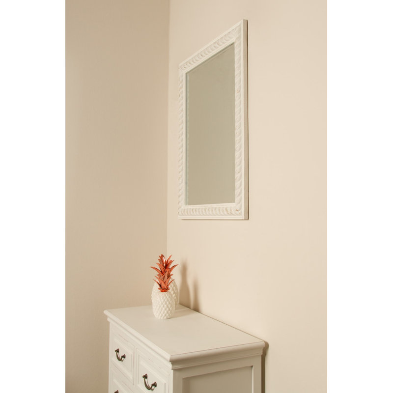 Marilyn Wood Flat Wall Mirror, 82cm H x 62cm W, White