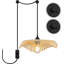 Luminaire suspendu moderne à brancher avec lampes montées, plafonniers en bambou naturel à motif de feuilles pour salon, chambre à coucher, éclairage mural tissé à la main avec cordon d'alimentation de 11,5 pi