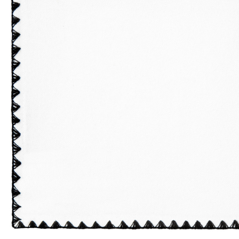 Solid Colour Tailored 58'' W Window Valance, White/Black