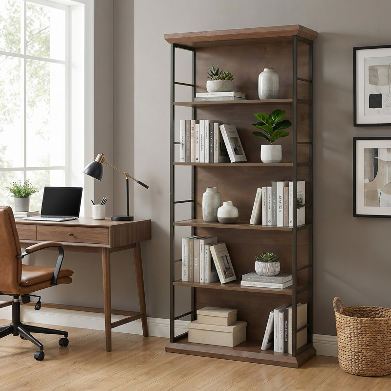 70.86" H 5 Tier Standard Bookcase Bookshelf With Storage For Living Room, Home Office