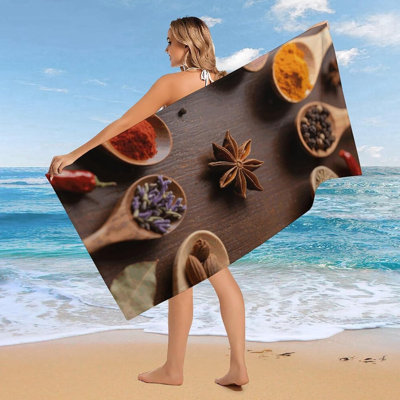 Serviette de plage à séchage rapide en épices en microfibre, 50 x 60 po