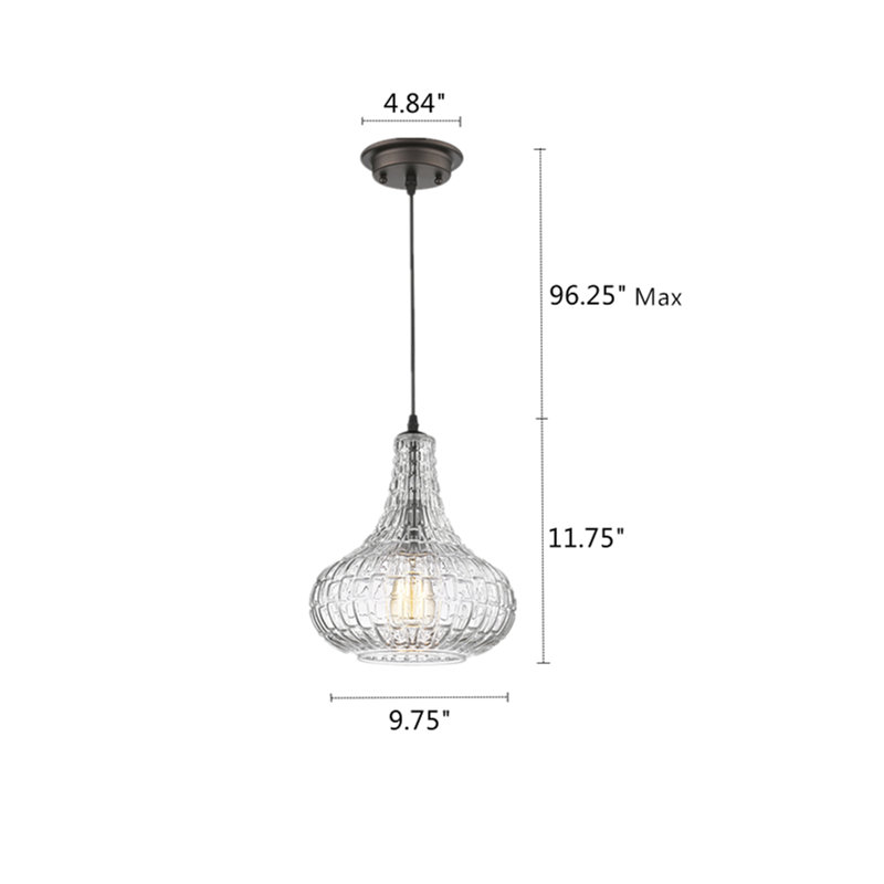 Mini-luminaire suspendu Chloe Lighting Aria - H 11,75 po transitionnel 1 lumière en bronze huilé avec largeur de 10 po