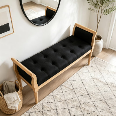 Banc rembourré moderne avec accoudoirs courbés