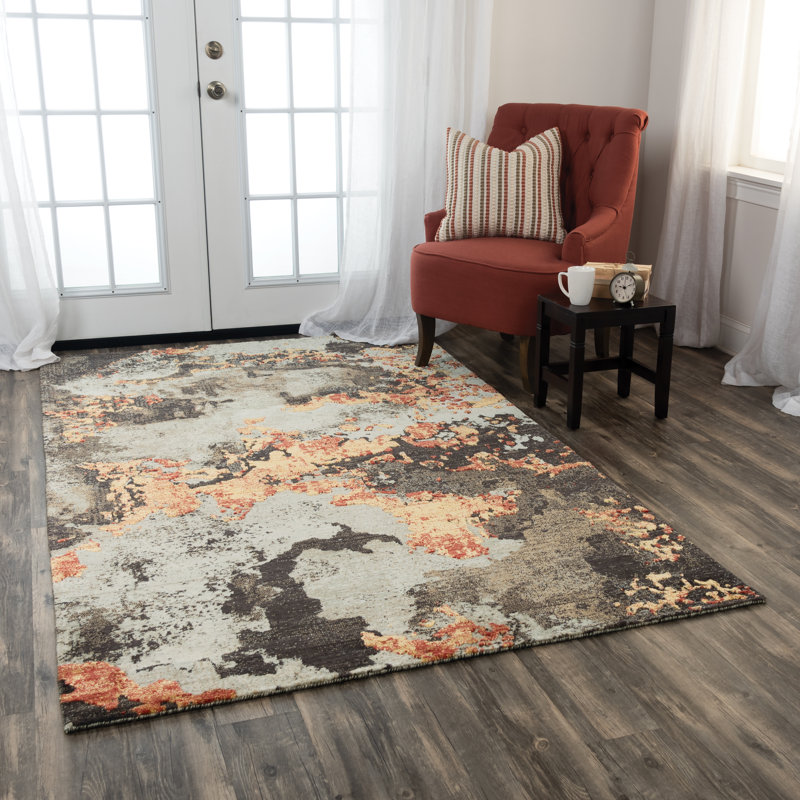 Tapis brun en laine tissé à la machine, Rectangle 10 pi x 13 pi