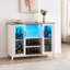 Armoire à vin avec éclairage à DEL, armoire à café avec étagère à vin et à vin, armoire de rangement pour buffet de cuisine, armoire à alcool moderne pour le salon et la salle à manger (blanc)