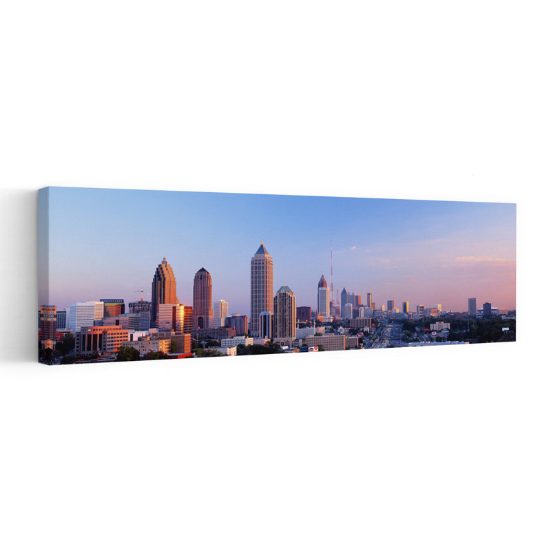 Twilight Skyline Atlanta Georgia USA 1 Piece Wrapped Canvas Panoramic Wall Art, 50.8 cm H x 152.4 cm W