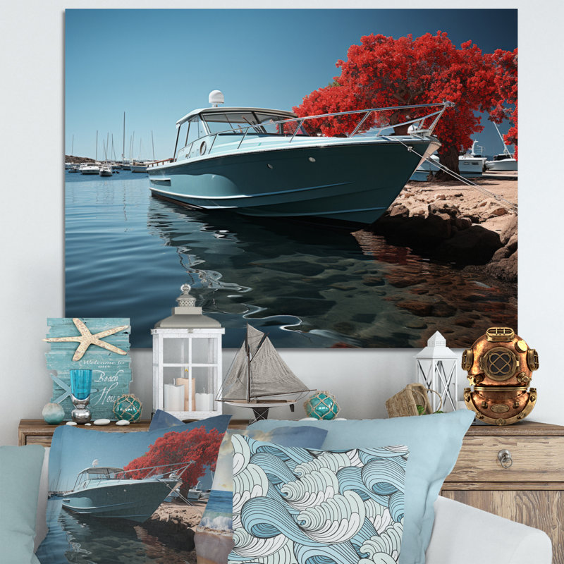 Port Harbor Shadows IV - Imprimé, 30" H x 40" W, White Picture Framed