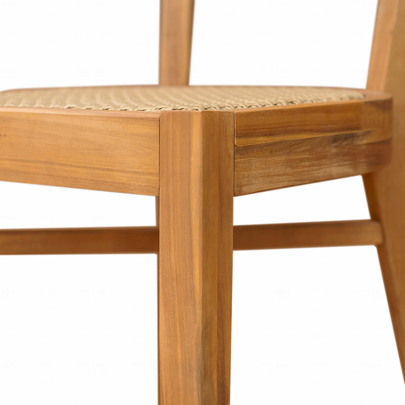 Chaise de patio d'extérieur en bois d'acacia avec osier PE brun clair