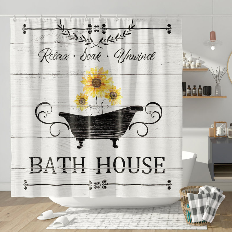 Ensemble de rideau de douche en polyester 13 pièces + crochets