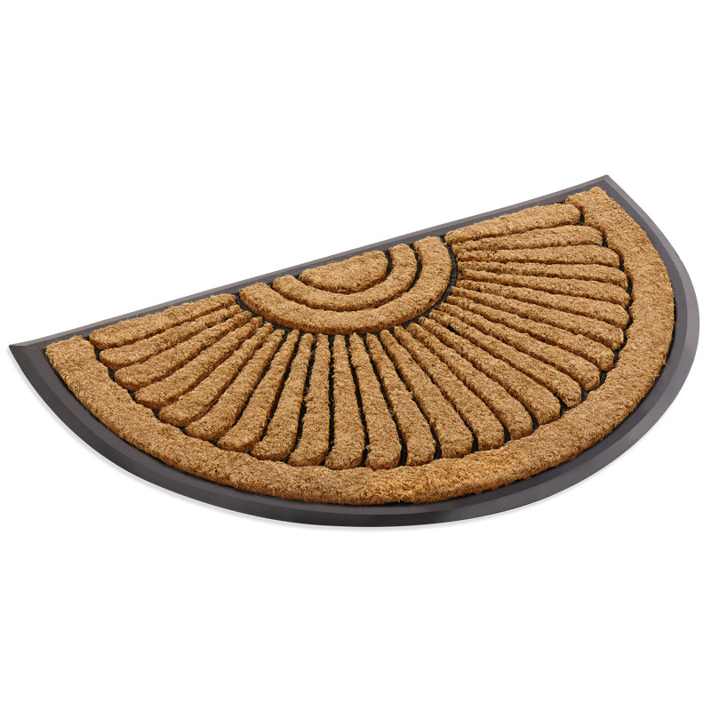 Coir and Rubber Non-Slip Outdoor Doormat, Semi-Circle 1'6" x 2'6"
