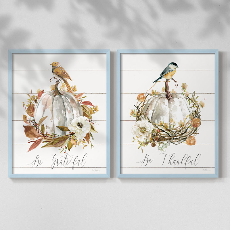 Be Be Grateful Bird - reproduction encadrée de qualité supérieure - prête à être accrochée - aucun clou requis - aucun clou requis