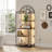 Arched Geometric Led Display Shelf With Adjustable Colour Temperature, Brightness Control, Etagere Bookshelf With Metal Frame And Wood Shelf For Living Room, Bedroom, Curio Cabinet, Black