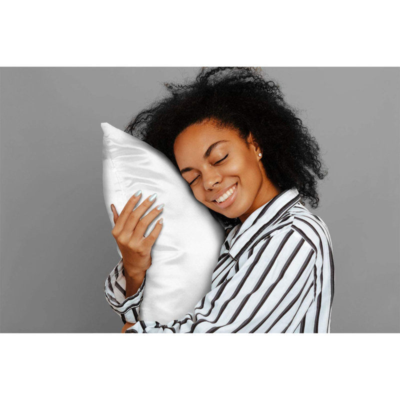 Taie d'oreiller en satin Allaire, Standard, Blanc