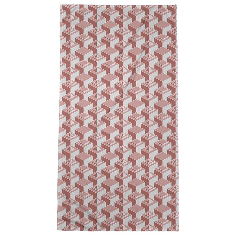 Serviette de bain à motif de gratte-ciels classiques, Rouge/gris