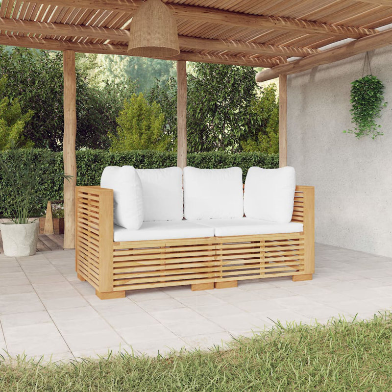 Ayzel - Person Patio Conversation Set with Cushions, Cream White, 2