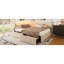 Structure de lit double avec DEL, charge, 2 tiroirs de rangement, accoudoirs rembourrés de mousse et tête de lit tapissier beige rembourrée, tissu doux de soutien en bois massif