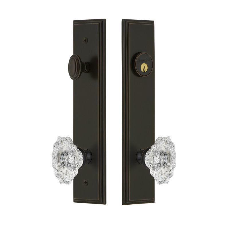 Carré Complete Entry Knob Set with Deadbolt, 2.375", Timeless Bronze