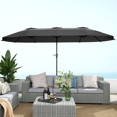 13ft Double-Sided Patio Umbrella, Outdoor Parasol w/ Crank Handle