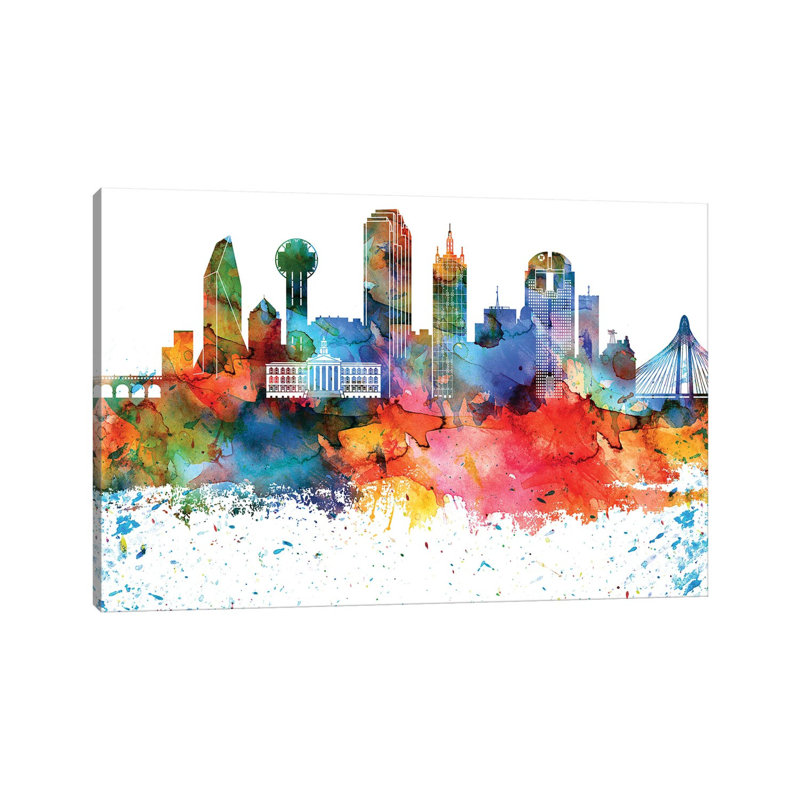 Dallas Skyline - Wrapped Canvas Painting, 152.5 cm H x 101.5 cm W