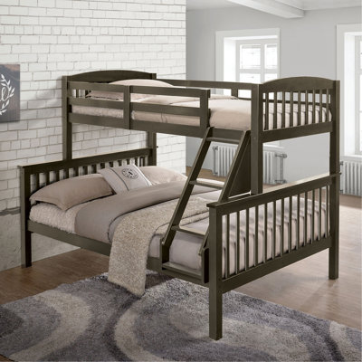 Transition Twin Full Bed With Slat Design And Angled Ladder