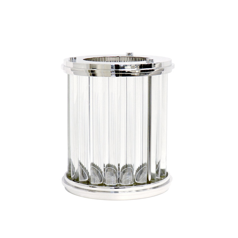 Lucian Lucite Polished Chrome Finish Hurricane, 13" H x 10.5" W x 10.5" D, Silver/Clear