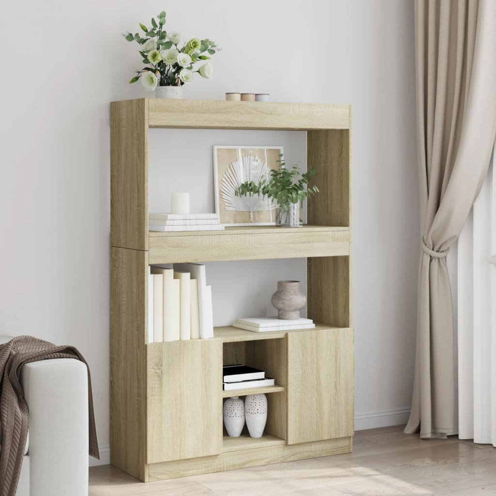 Vidaxl Highboard Braun Eichen-Optik 92X33x140 Cm Holzwerkstoff