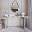 Console à miroir pleine grandeur de 60 pouces avec verre trempé cannelé, table de canapé d'entrée en miroir, style luxueux léger, résistant aux égratignures