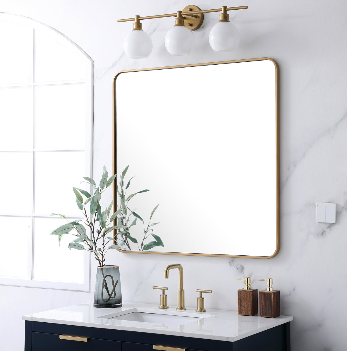 Sabine Accent Mirror, Brass, 36" x 36"