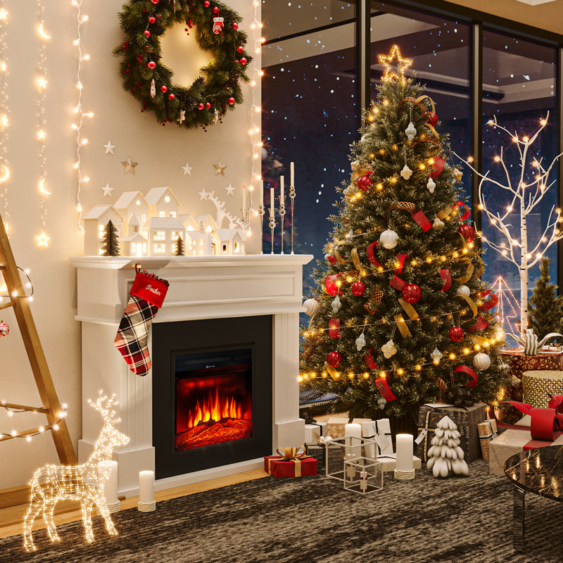 Aamir Electric Filreplace with Mantel, Freestanding TV Stand with Fireplace Heater